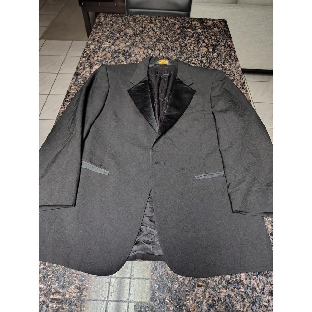 Courreges Homme Paris Mens Black 100% Wool Tuxedo Jacket Velvet Peak Lapel USA